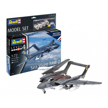 KIT PARA MONTAR REVELL MODEL SET AVIÃO BRITISH LEGENDS SEA VIXEN FAW 2 1/72 131 PEÇAS COMPLETO COM TINTAS COLA E PINCEL REV 63866